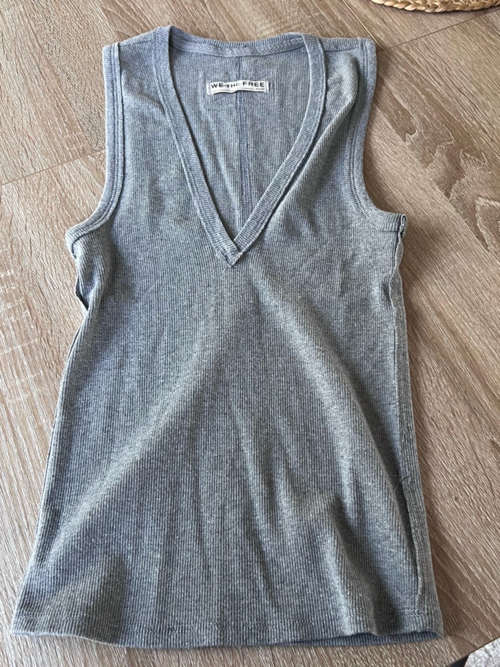 Free People Ribbed V Neck Top